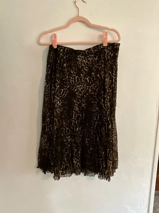 Grace Leopard Print Mesh Midi Skirt Size XL - Picture 1 of 7